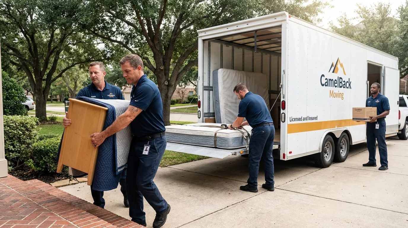 Crew loading residential truck for cross-state move from Springfield, NH
